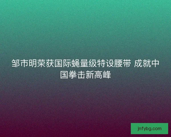 邹市明荣获国际蝇量级特设腰带 成就中国拳击新高峰